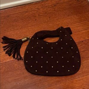 Brown Suede Studded Purse